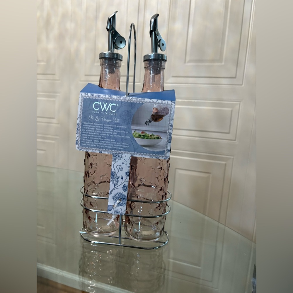 CWC Oil & Vinegar Set with Metal Stand